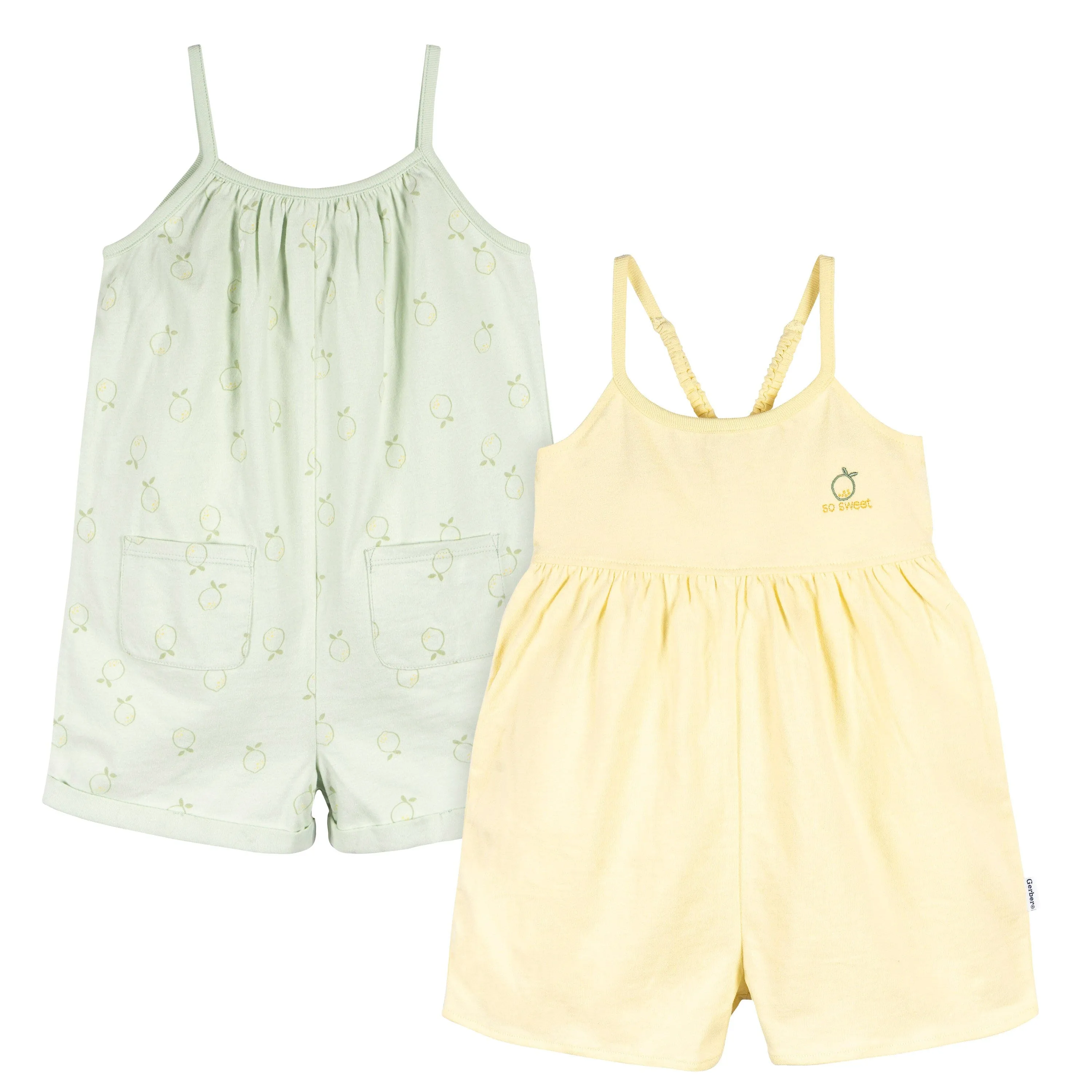 2-Pack Infant and Toddler Girls Yellow & Lemons Rompers