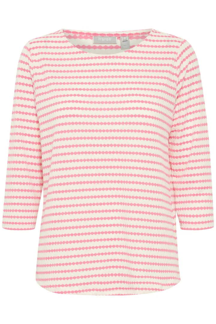 3431- Long Sleeve Stripe T-Shirt- Rose - Fransa