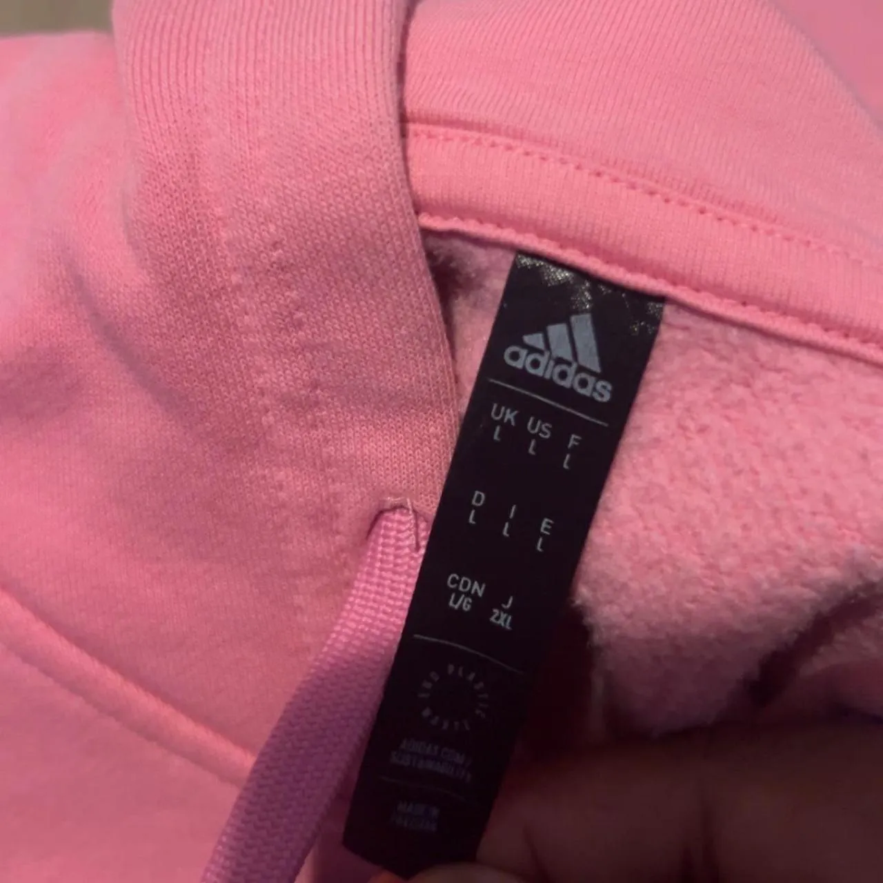 Adidas Men's White and Pink Hoodie