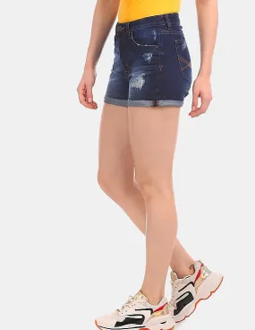 Aeropostale Blue Ripped Midi Denim Shorts