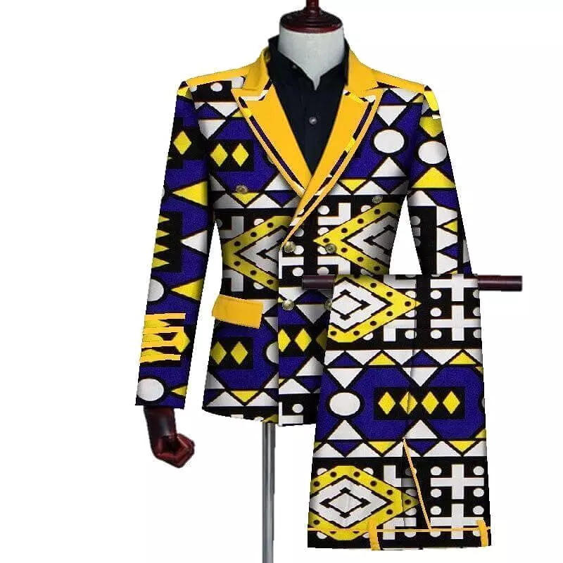 African Double-Breasted Two Piece Suit