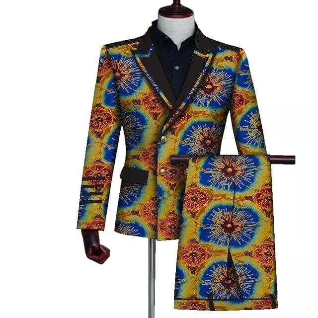 African Double-Breasted Two Piece Suit