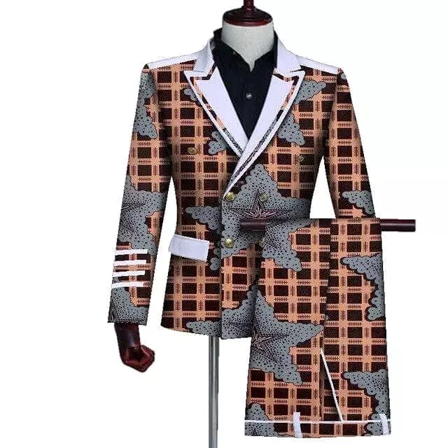 African Double-Breasted Two Piece Suit