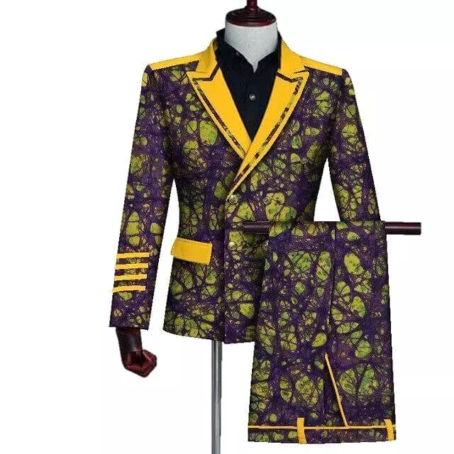 African Double-Breasted Two Piece Suit