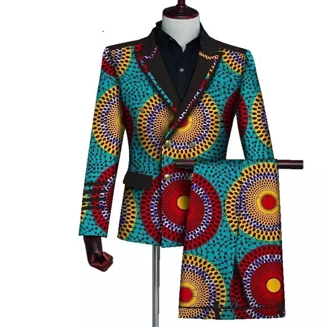 African Double-Breasted Two Piece Suit