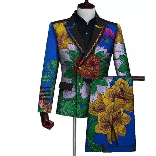 African Double-Breasted Two Piece Suit