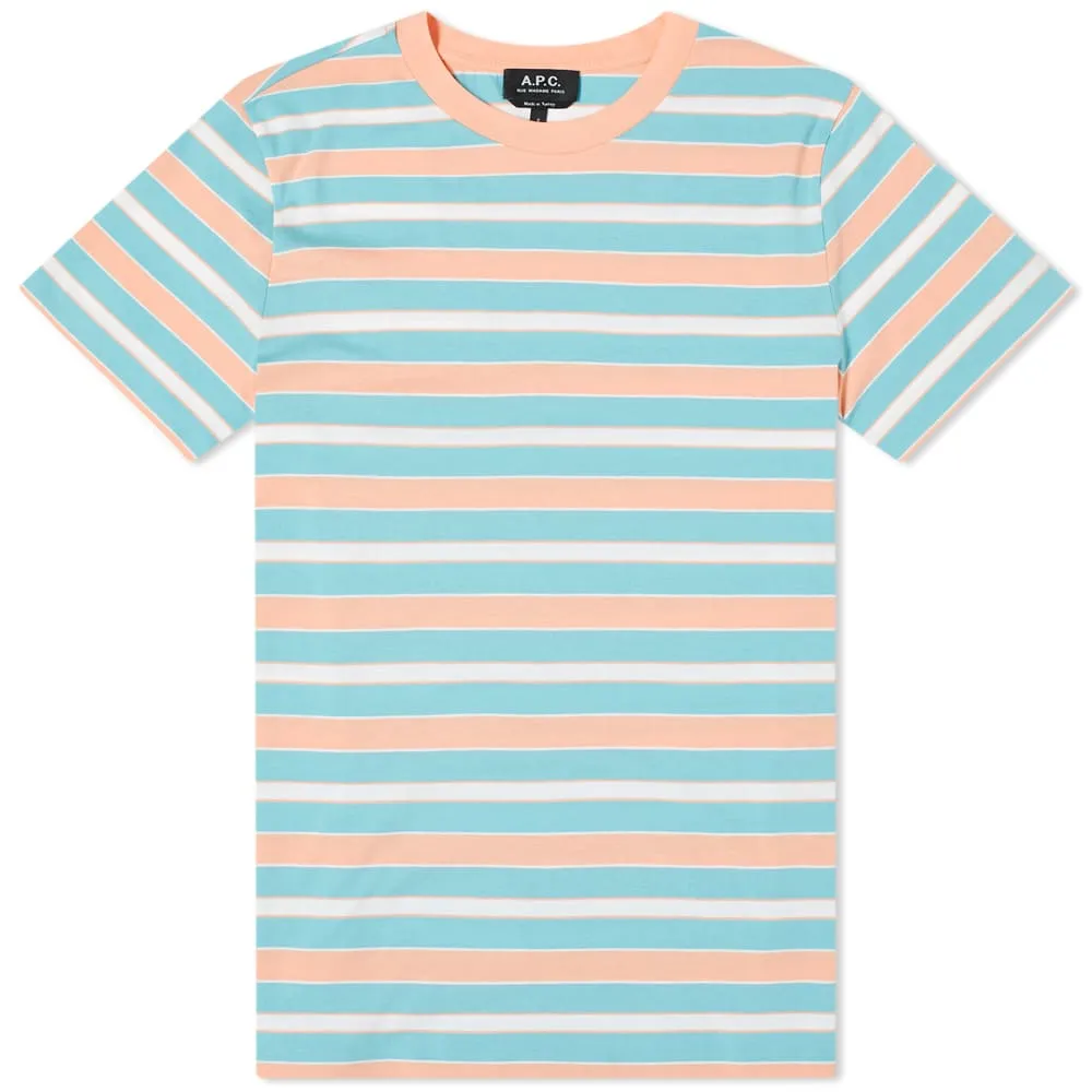 A.P.C. Gio Stripe T-ShirtTurquoise