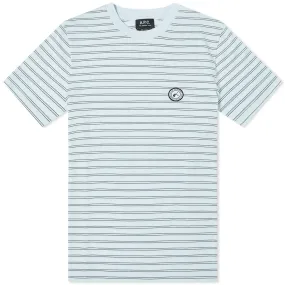 A.P.C. Stevie Patch Logo Stripe T-ShirtLight Blue