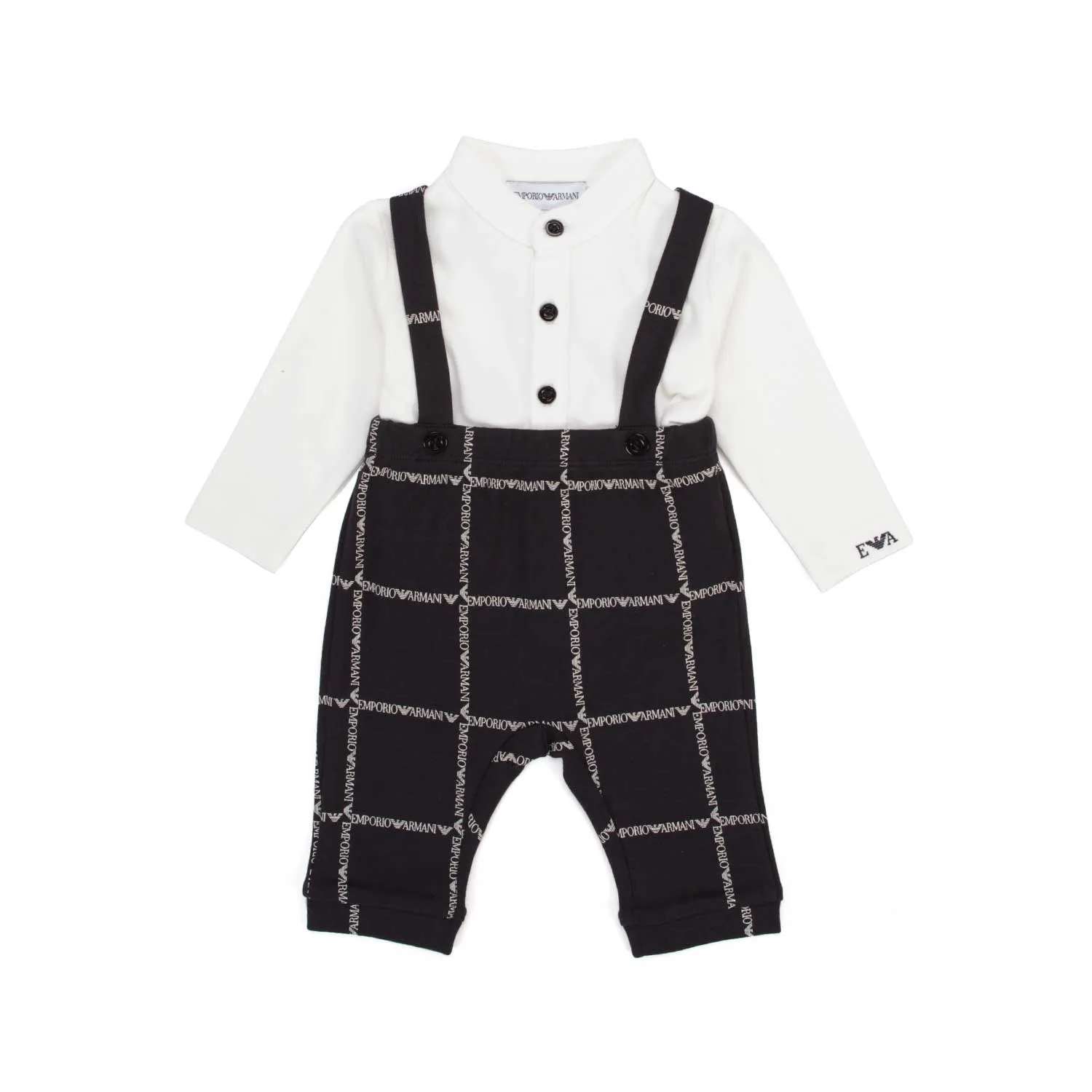 Armani Junior Baby Boy Suspender Romper