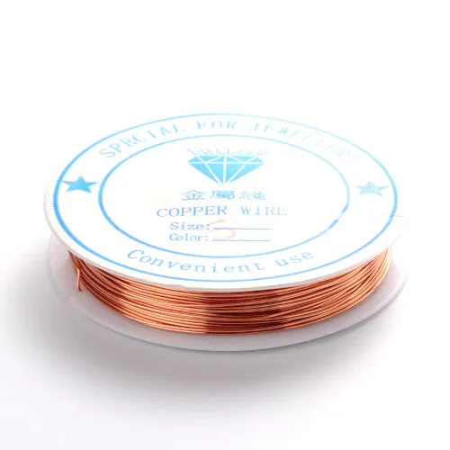 Beading Wire, Copper Wire, Round, Raw, Plated, 0.5mm, 24 Gauge