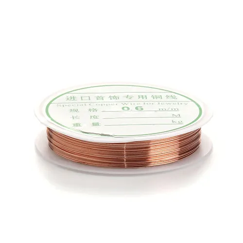 Beading Wire, Copper Wire, Round, Raw, (Unplated), 0.6mm, 22 Gauge