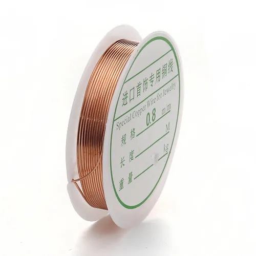 Beading Wire, Copper Wire, Round, Raw, (Unplated), 0.8mm, 20 Gauge