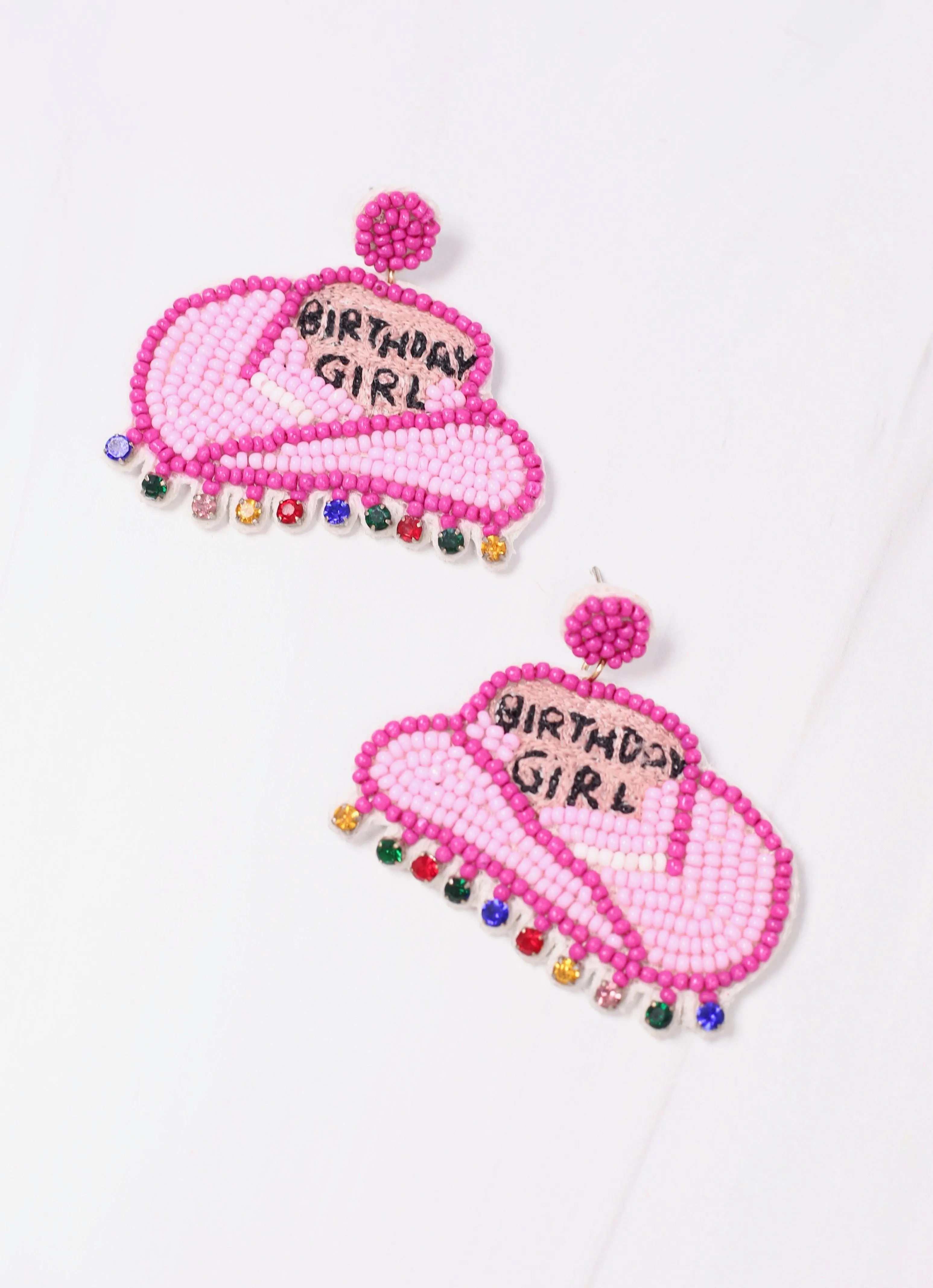 Birthday Girl Hat Earring PINK