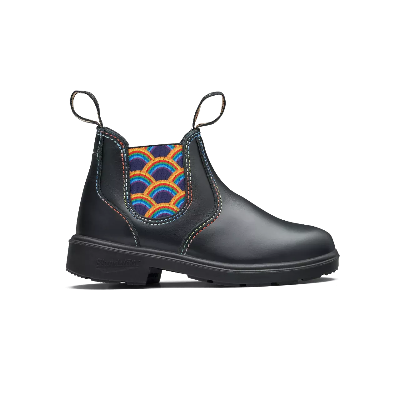 Blundstone Black With Rainbow Elastic Kids' Boot