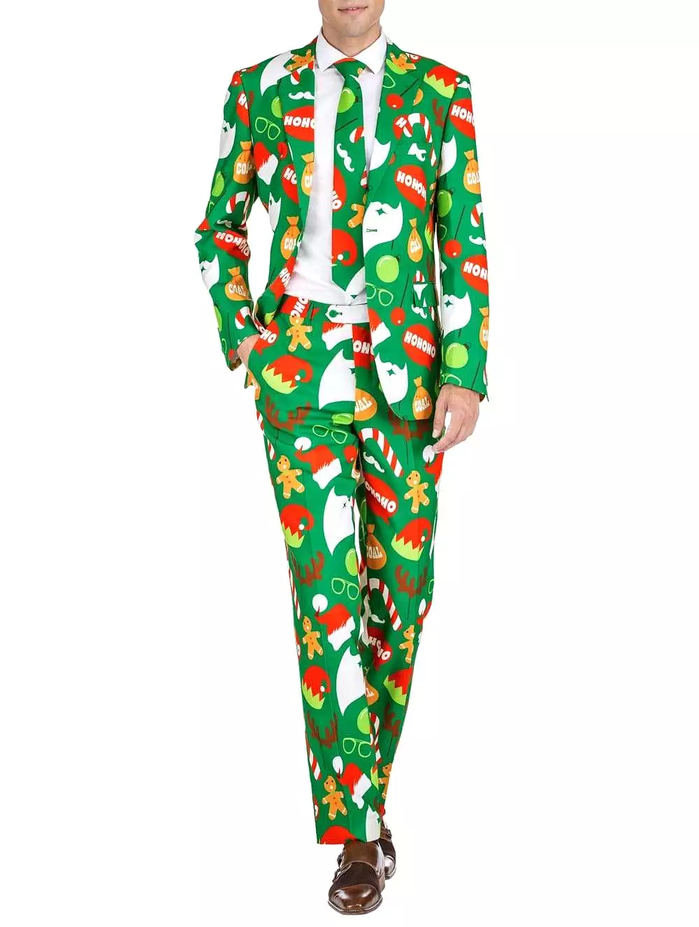 Braveman Men's Classic Fit Ugly Christmas Suits with Matching Tie