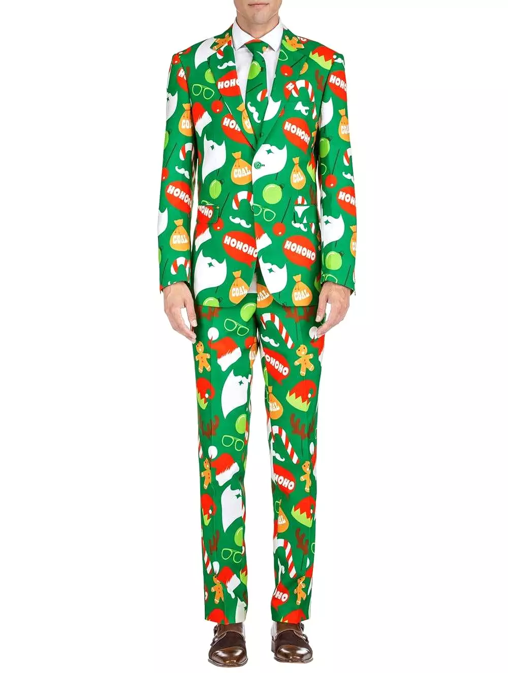 Braveman Men's Classic Fit Ugly Christmas Suits with Matching Tie