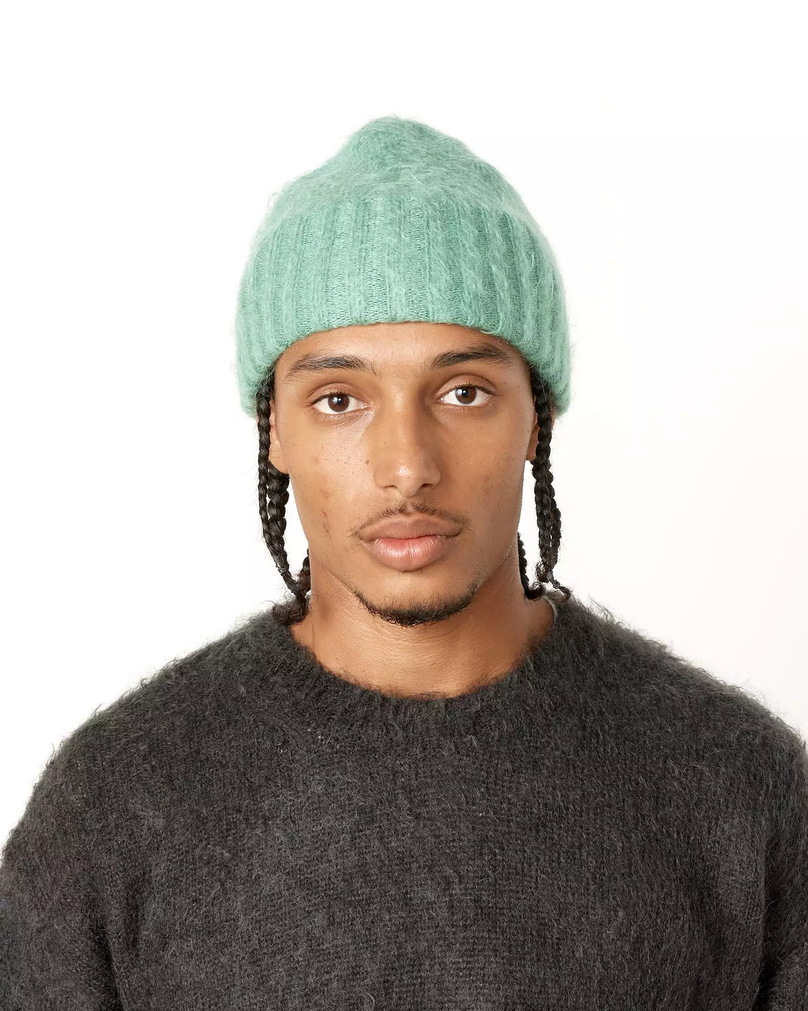 Brushed Mohair Knit Beanie