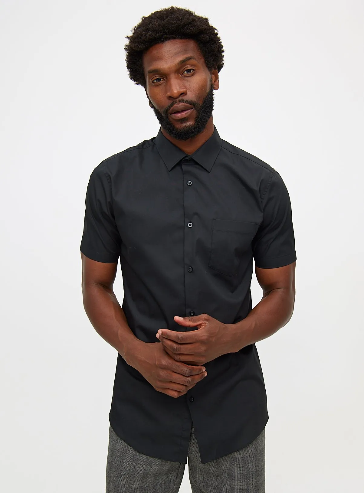 Buy Black Slim Fit Short Sleeve Shirt 2 Pack 14 | Formal shirts | Tu