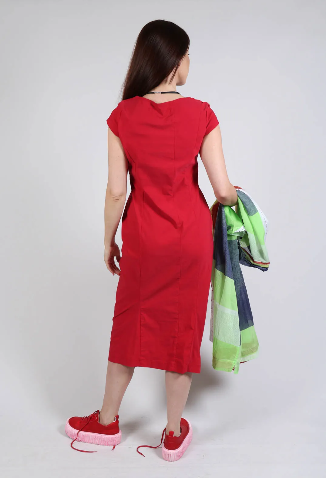 Capped Sleeve Slim Fit Dress in Chili