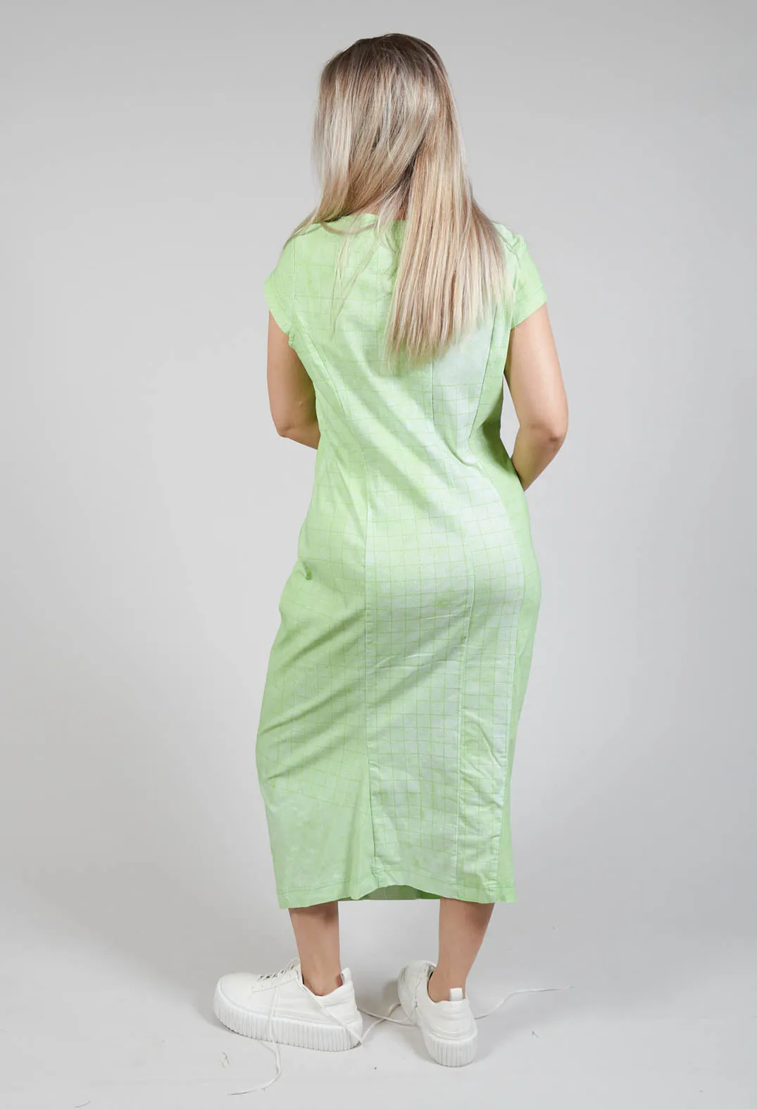 Capped Sleeve Slim Fit Dress in Placed Lime Print