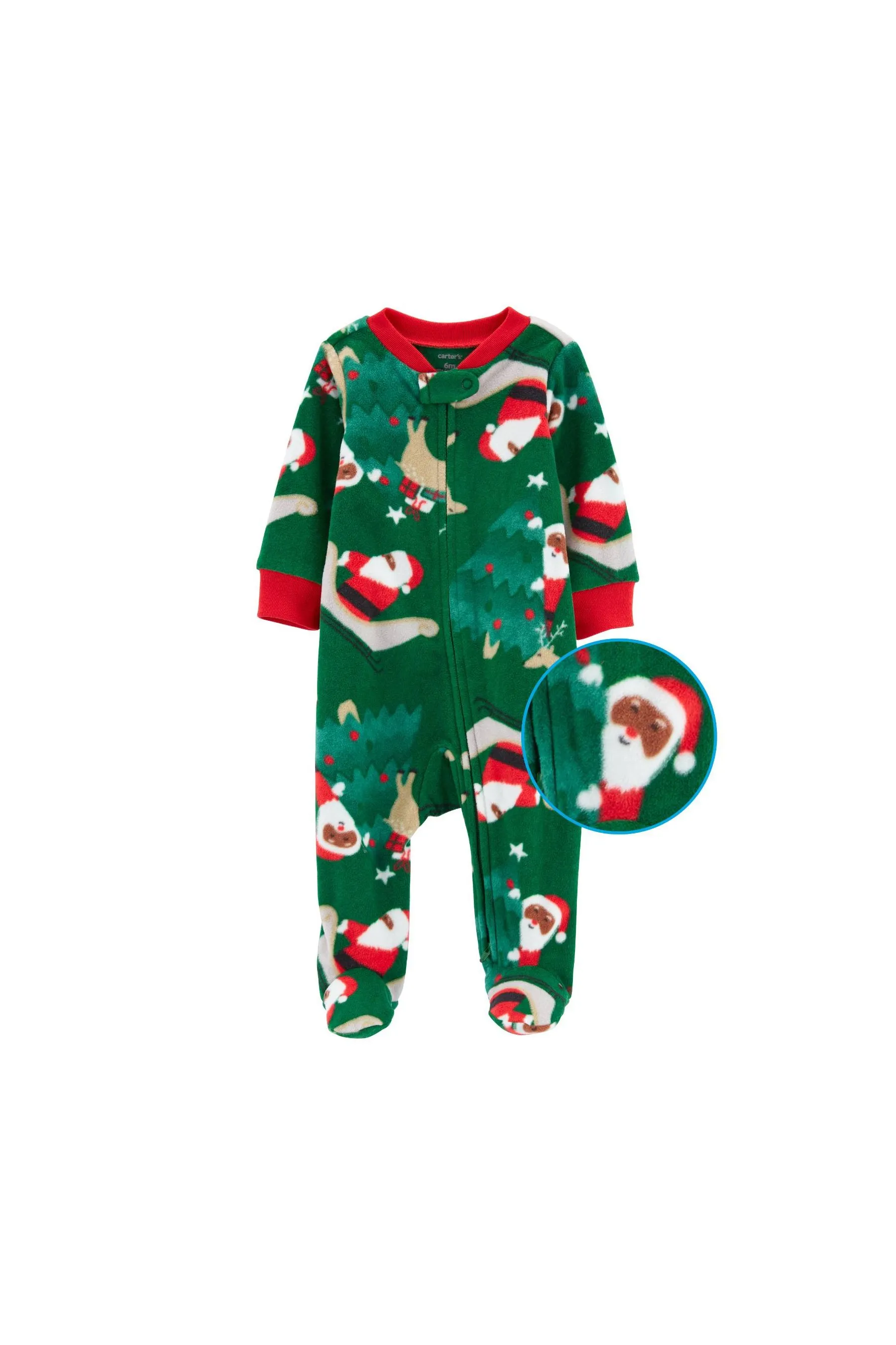 Carter's Christmas Zip-Up Fleece Sleep & Play Print Boy Rompers