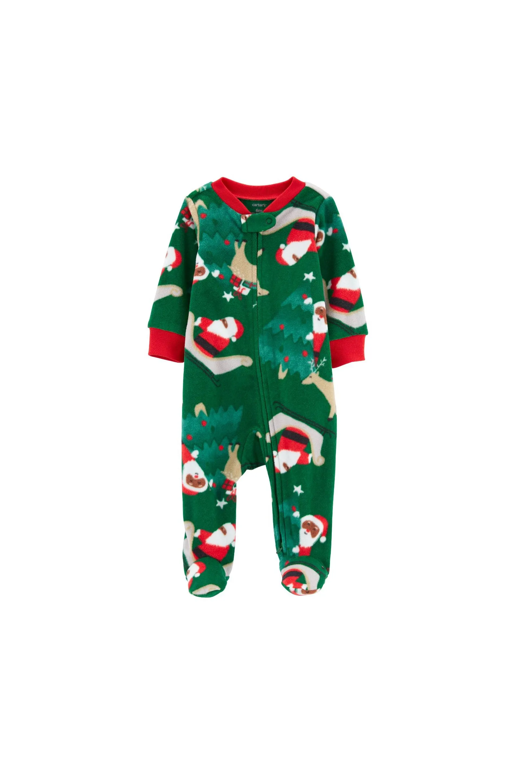 Carter's Christmas Zip-Up Fleece Sleep & Play Print Boy Rompers