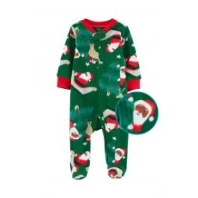 Carter's Christmas Zip-Up Fleece Sleep & Play Print Boy Rompers