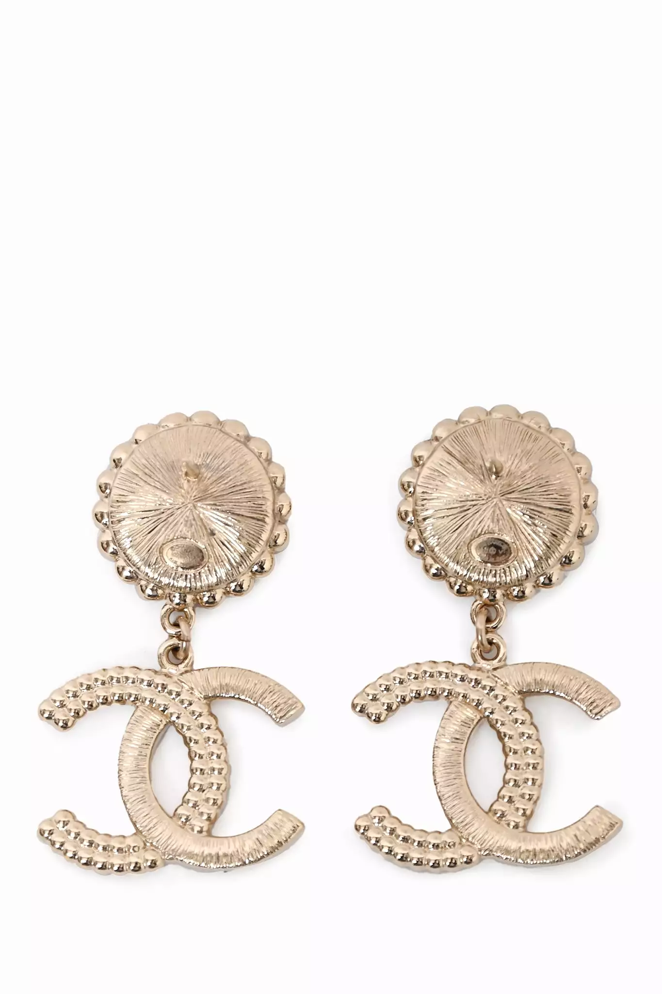 Chanel 2022 Faux Pearl Crystal Embellished Drop CC Earrings