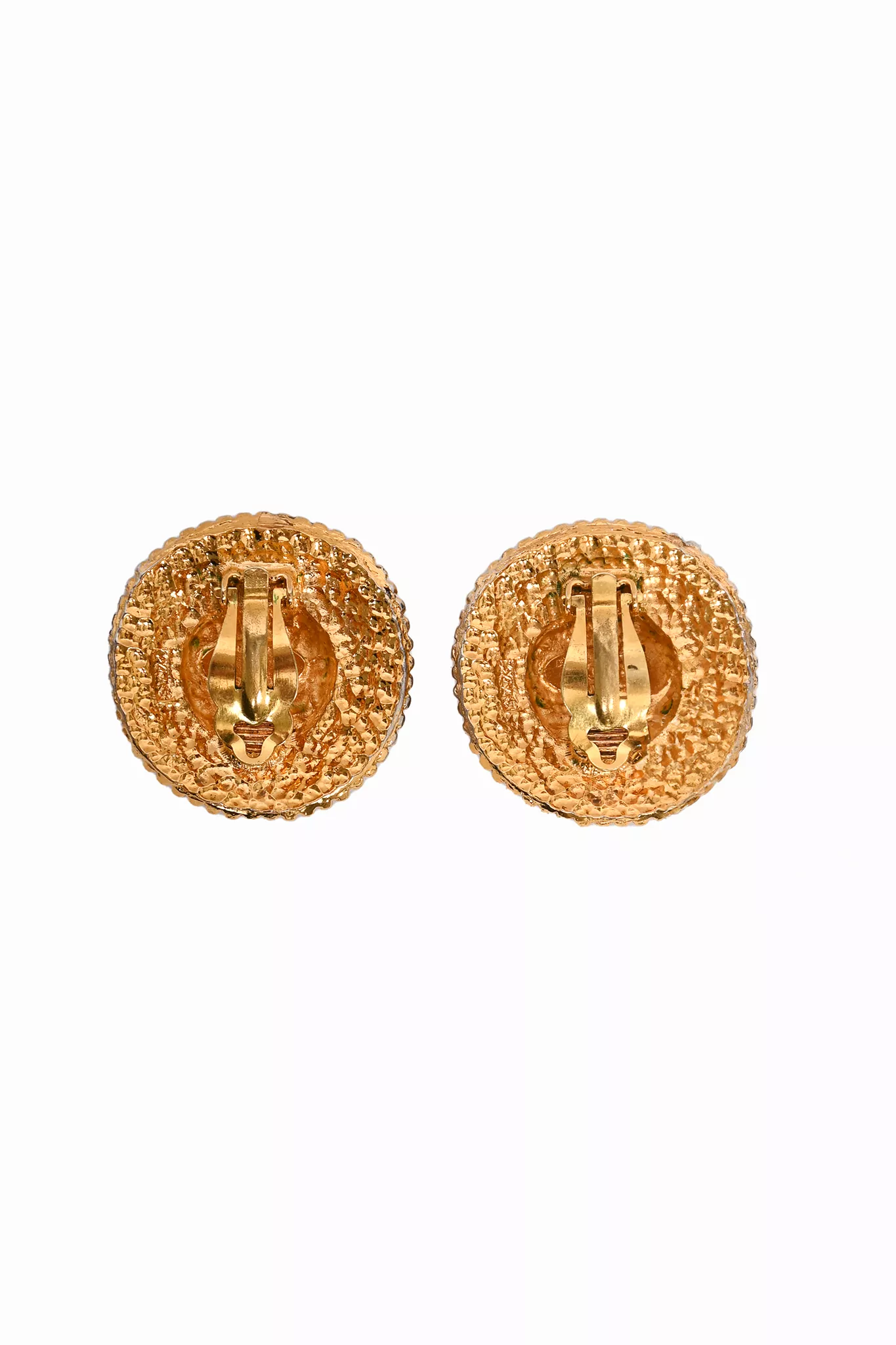 Chanel Vintage Gold Plated Large Circle Clip-On Earrings