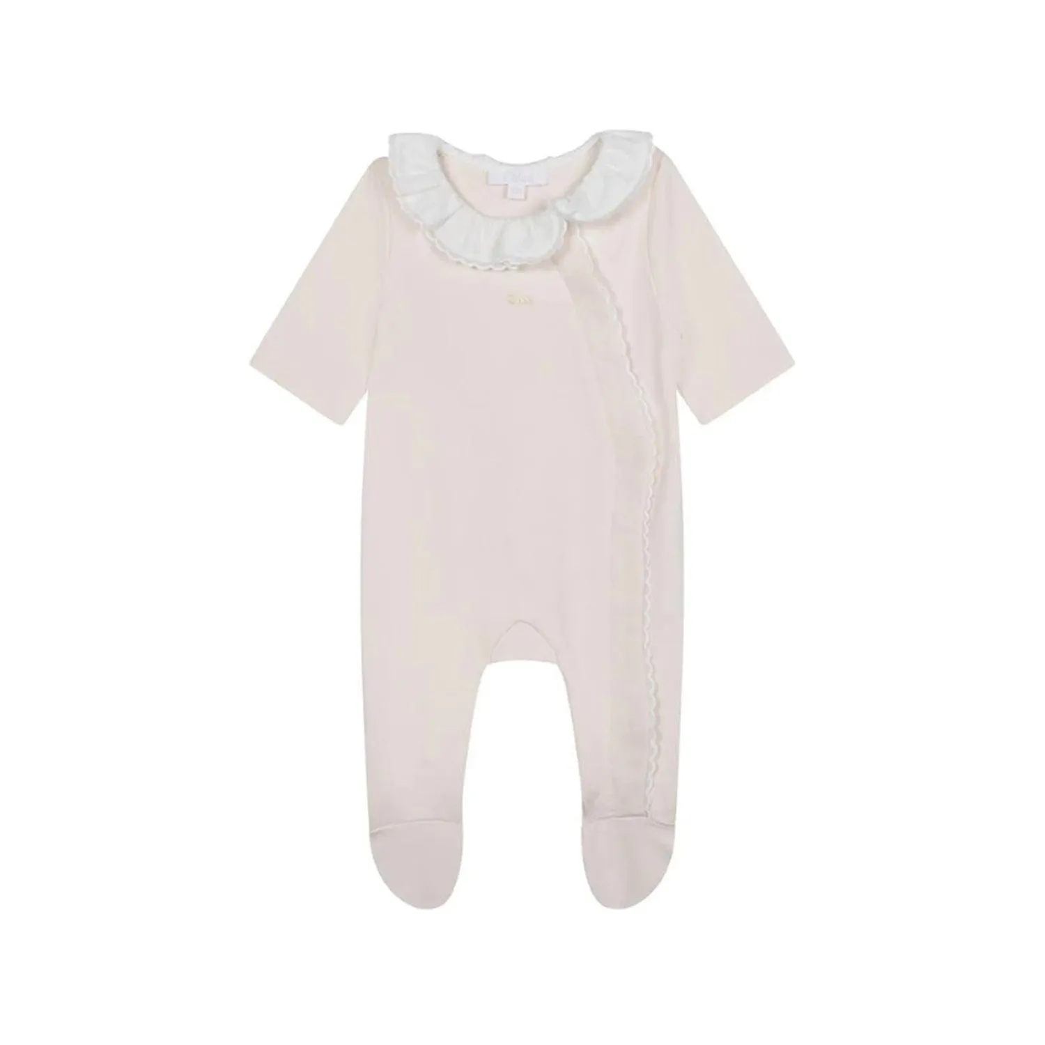 Chloe Baby Girl Powder Pink Romper Set With Bibs