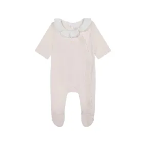 Chloe Baby Girl Powder Pink Romper Set With Bibs