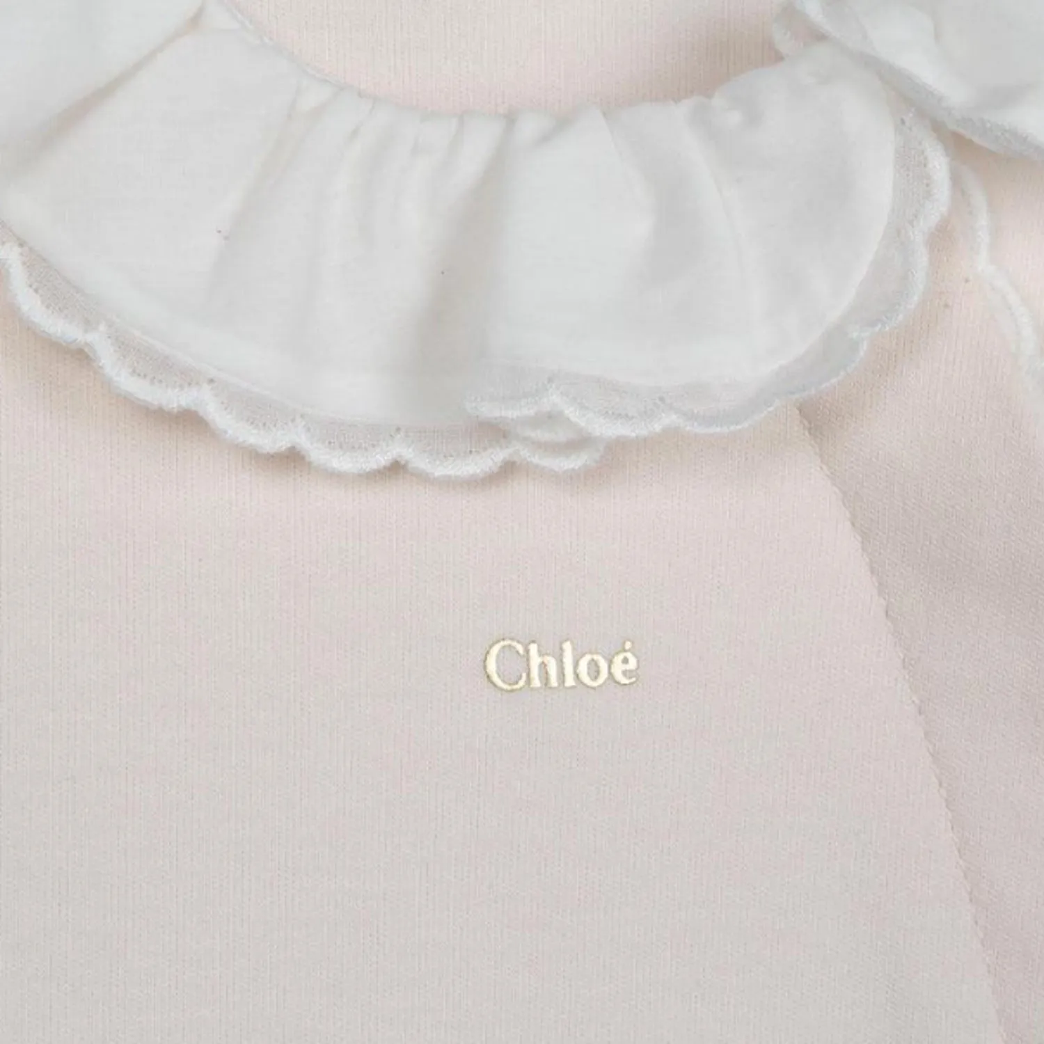 Chloe Baby Girl Powder Pink Romper Set With Bibs