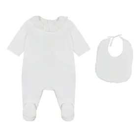 Chloe Baby Girl White Romper Set With Bib