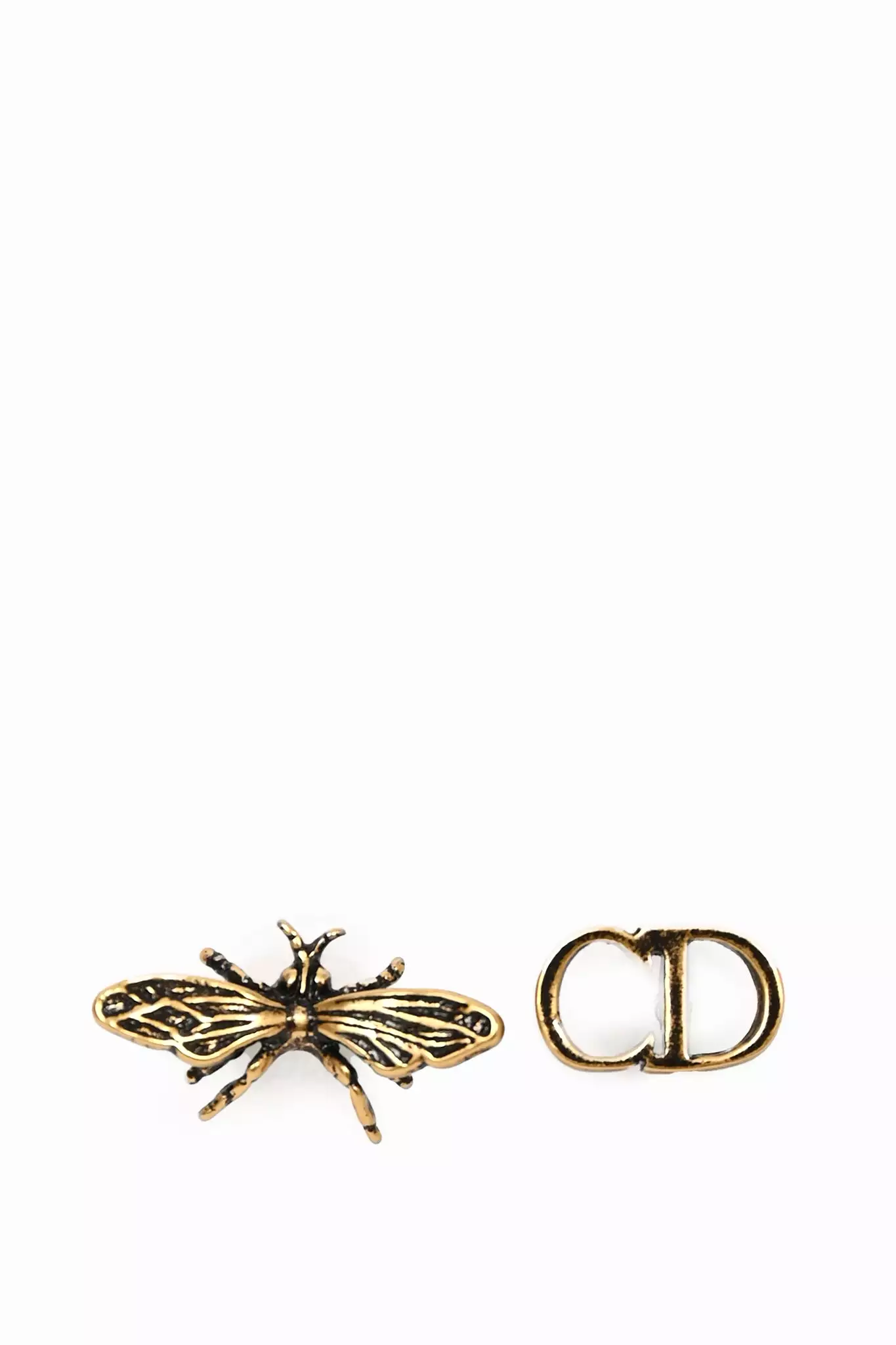 Christian Dior Gold Toned Asymmetrical Bee Earrings