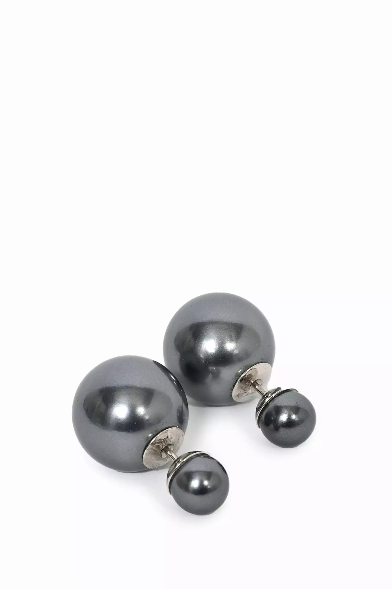 Christian Dior Grey Faux Pearl Tribales Earrings