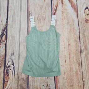 CLEARANCE M.L. KIDS CROCHET RIBBED TANK GREEN