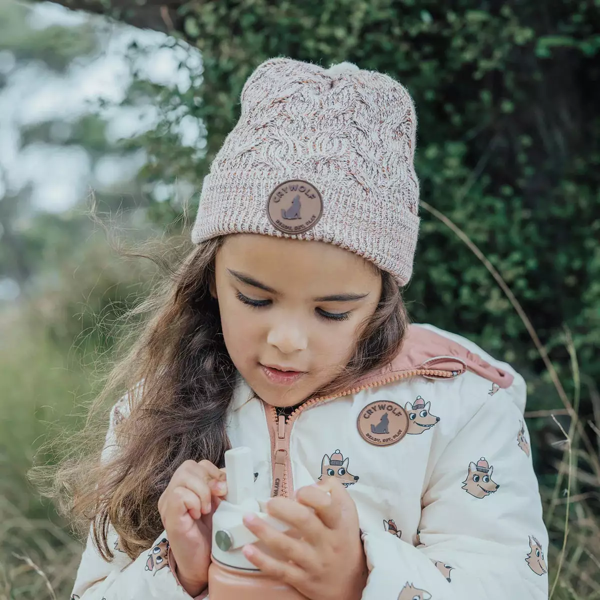 Crywolf Pom Pom Blush Speckle Beanie