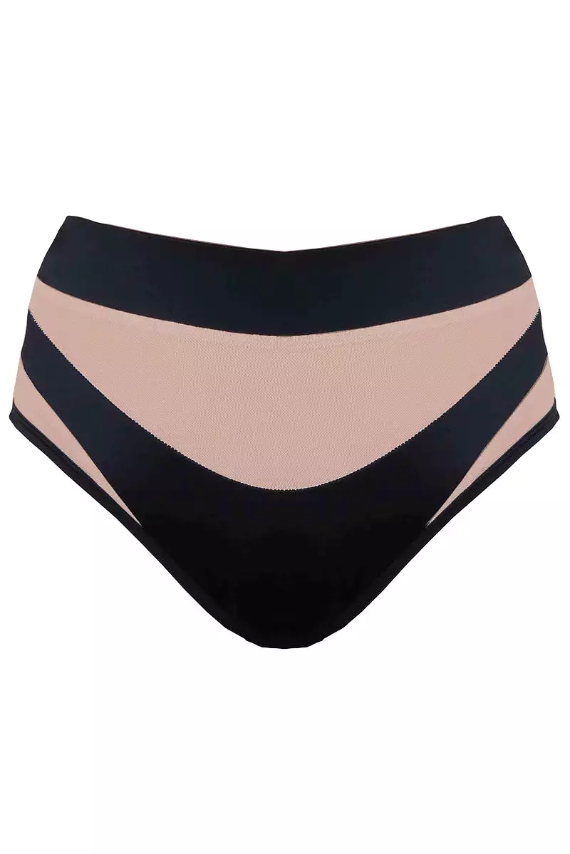 CXIX I S I S High Waisted Bottoms - Black with Sand Mesh