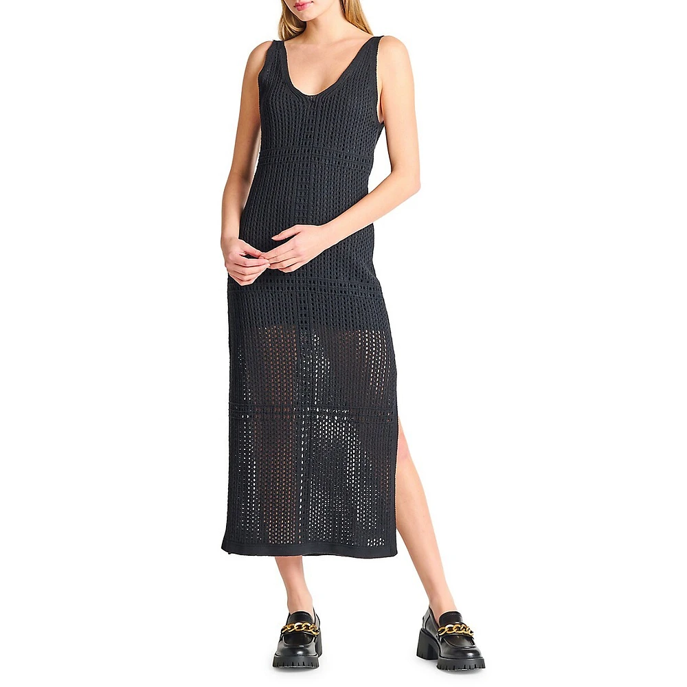 Dex Sleeveless Crochet Sweater Tank Dress