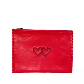 Embroidered Leather Pouch *Love Edition* in Red