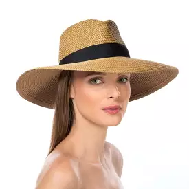 Eric Javits DAPHNE FEDORA HAT - NATURAL/BLACK