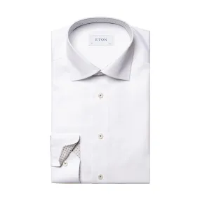 Eton - Slim Fit Mosaic Trim Shirt in White