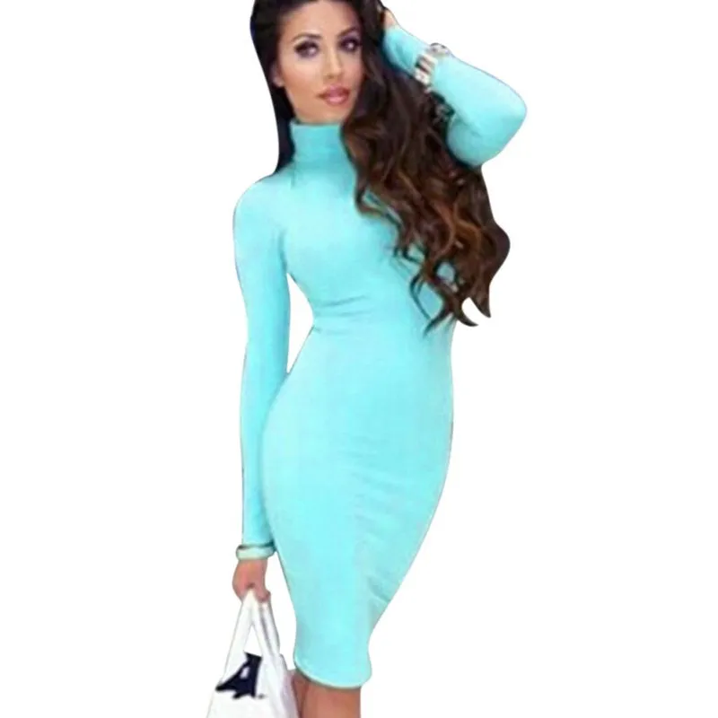 Fashion Women's Long Sleeve Dress Slim Fitted Body-con Bandage Dress SM6