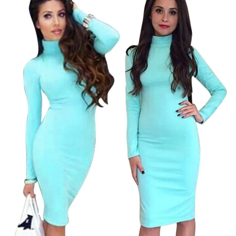 Fashion Women's Long Sleeve Dress Slim Fitted Body-con Bandage Dress SM6