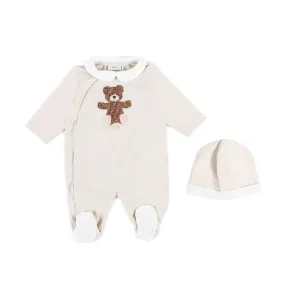 Fendi Fendi Beige Unisex Romper Set For Newborn