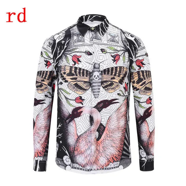 F.N.JACK 2019 New Fashion Men Shirt  Long Sleeve Slim Fit Business Man Shirt Casual Male Hawaiian Shirts Printed Shirt Men