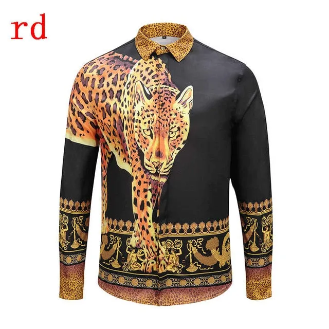 F.N.JACK 2019 New Fashion Men Shirt  Long Sleeve Slim Fit Business Man Shirt Casual Male Hawaiian Shirts Printed Shirt Men