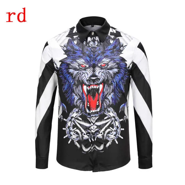 F.N.JACK 2019 New Fashion Men Shirt  Long Sleeve Slim Fit Business Man Shirt Casual Male Hawaiian Shirts Printed Shirt Men