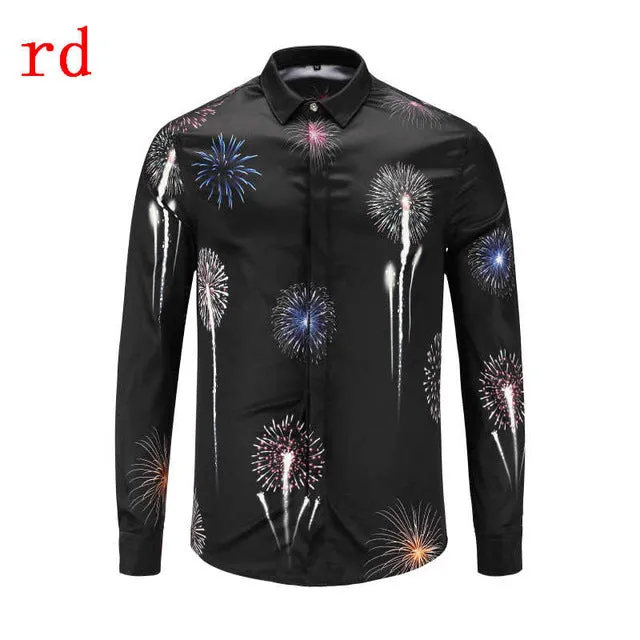 F.N.JACK 2019 New Fashion Men Shirt  Long Sleeve Slim Fit Business Man Shirt Casual Male Hawaiian Shirts Printed Shirt Men