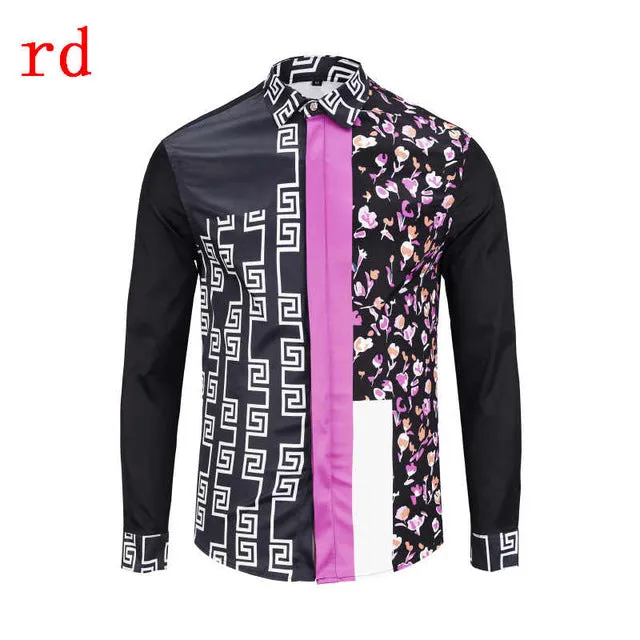 F.N.JACK 2019 New Fashion Men Shirt  Long Sleeve Slim Fit Business Man Shirt Casual Male Hawaiian Shirts Printed Shirt Men